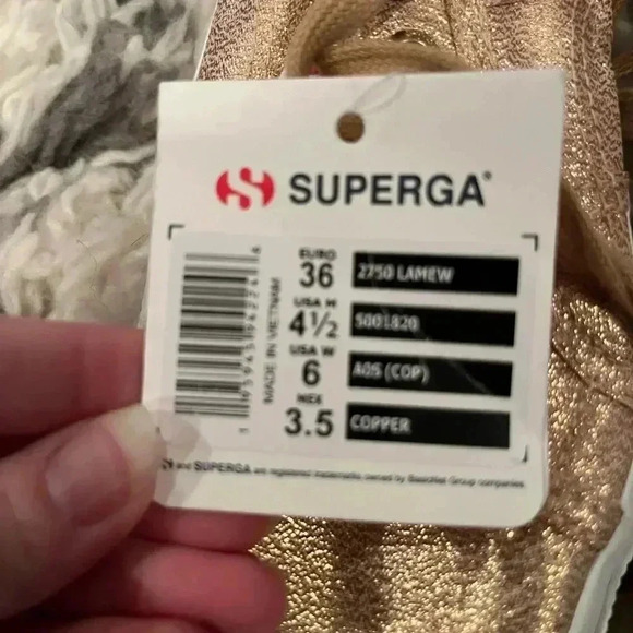 SUPERGA Rose Gold Glitter Sneaker size 36 6 NEW metallic shoe - Picture 6 of 7